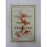 LONDON CHALLENGE CUP SEMI-FINAL, 1952/1953, Brentford versus Charlton Athletic, a football programme