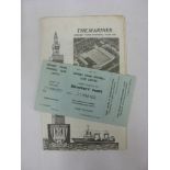 GRIMSBY TOWN, 1971/1972, a football programme and ticket from the fixture versus Colchester