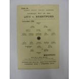 LEICESTER CITY, 1945/1946, versus Brentford, a football programme from the fixture played in The