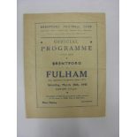 FULHAM, 1939/1940, Brentford versus Fulham, a football programme from the fixture played in The