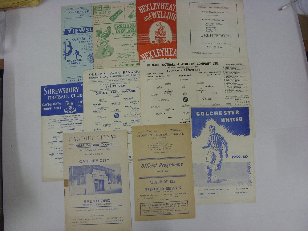 BRENTFORD RESERVES, 1959/1960, 11 football programmes from the season, all away's, Football