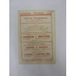 LIVERPOOL, 1946/1947, versus Brentford, a football programme from the fixture played on 26/10/