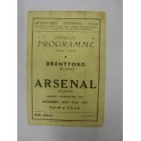 ARSENAL RESERVES, 1946/1947, Brentford Reserves versus Arsenal Reserves, a football programme from