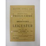 LEICESTER CITY, 1945/1946, Brentford versus Leicester City, a football programme from the fixture