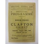 CLAPTON ORIENT, 1943/1944, Brentford versus Clapton Orient, a football programme from the fixture