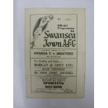 SWANSEA TOWN, 1949/1950, versus Brentford, a football programme from the fixture played on 04/03/