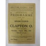 CLAPTON ORIENT, 1942/1943, Brentford versus Clapton Orient, a football programme from the fixture