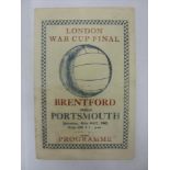 LONDON WAR CUP FINAL, 1941/1942, Portsmouth versus Brentford, a Pirate football programme [Victor,