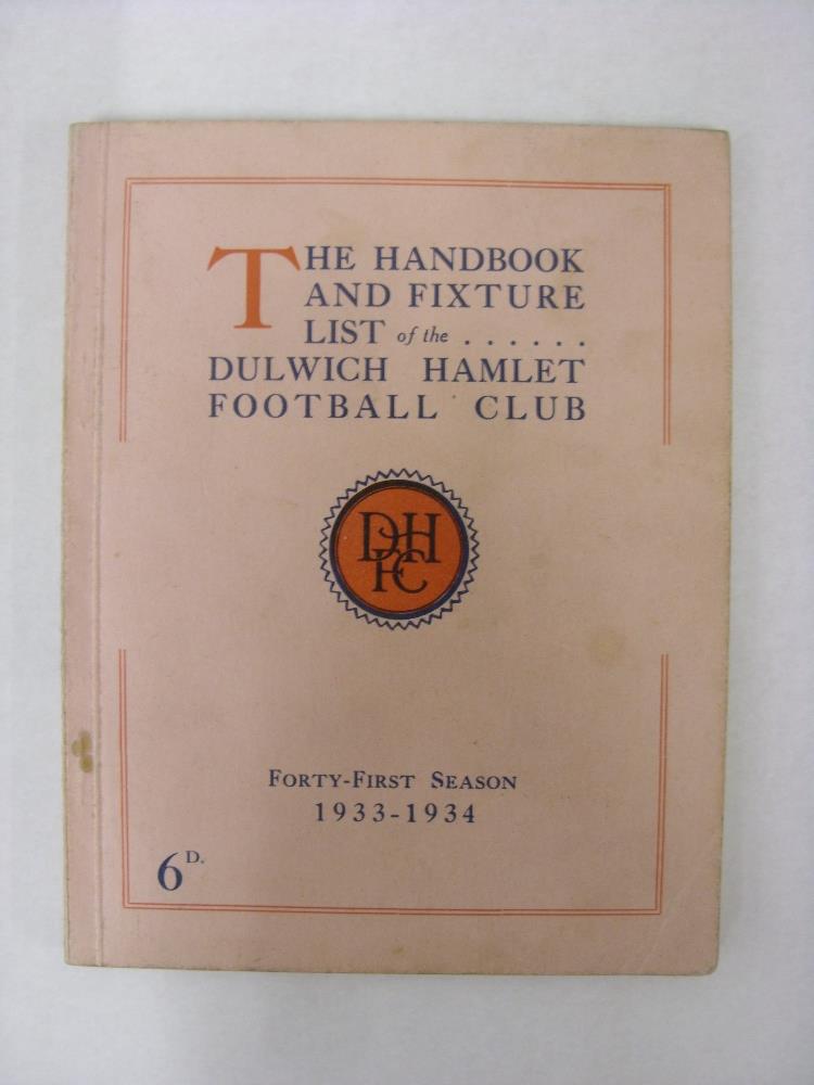 DULWICH HAMLET, 1933/1934, Official Handbook And Fixture List.