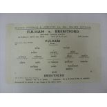 FULHAM, 1943/1944, versus Brentford, a football programme from the fixture played in The Football