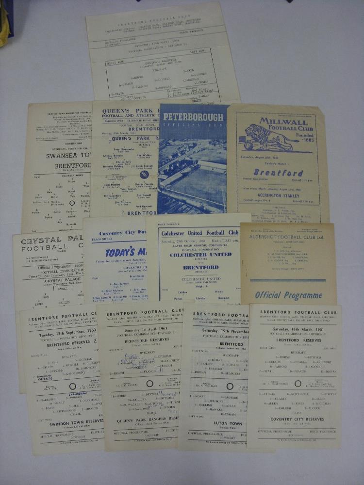 BRENTFORD RESERVES, 1960/1961, 13 football programmes from the season, Homes (5) Coventry City,