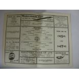 SOUTHERN FLOODLIGHT CUP, 1955/1956, Brentford home football programmes, 2 games played in the