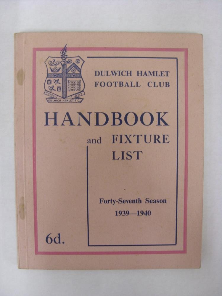 DULWICH HAMLET, 1939/1940, Official Handbook And Fixture List.