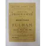 FULHAM, 1944/1945, Brentford versus Fulham, a football programme from the fixture played in The