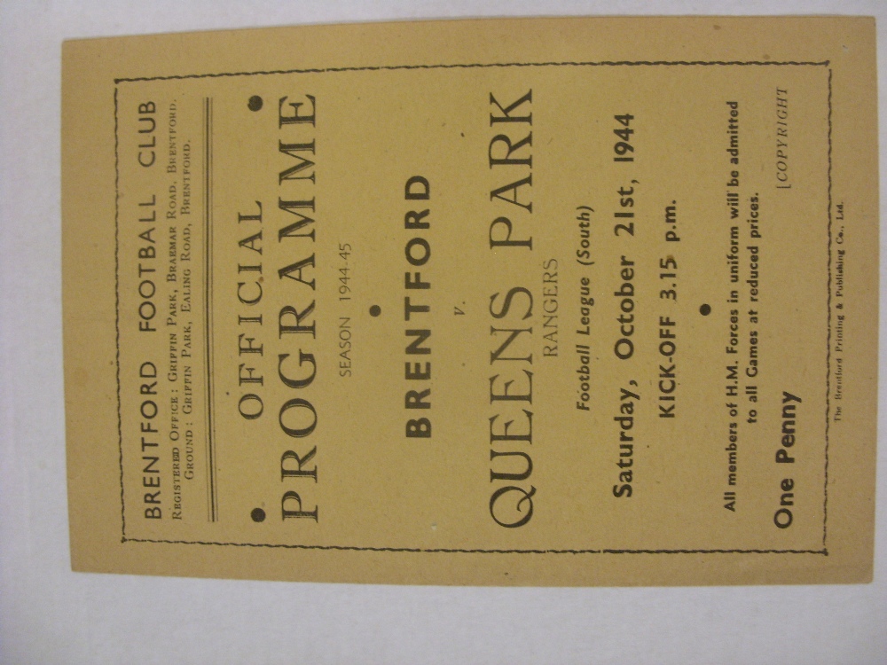 QUEENS PARK RANGERS, 1944/1945, Brentford versus Queens Park Rangers, a football programme from - Image 2 of 2