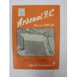 ARSENAL RESERVES, 1949/1950, versus Brentford Reserves, a football programme from the fixture played