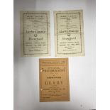 1945/1946 Derby County V Brentford, 3 Football Programmes, Home & Away From The Football League