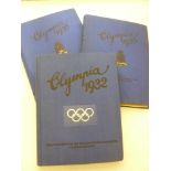 1960 Olympics, a collection of 3 official books, includes photographic cards laid down inside
