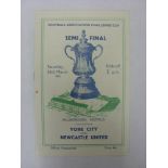 1954/55 FA Cup Semi-Final, York City v Newcastle Utd, a programme from the game played at Sheff