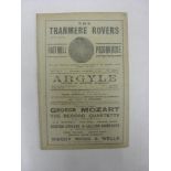 1913/14 Tranmere Rovers v Central Vics, a programme from the Pyre Cup game played on 06/12/1913,