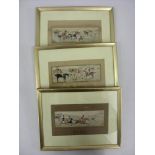 Horse Racing, a superb collection of 3 Stevengraph pure silk woven pictures from the 1930's,