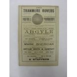 1913/14 Tranmere Rovers v South Liverpool, a programme from the game played on 29/11/1914, ex