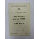 1969/70 Sutton Utd v Leeds Utd, a programme from the FA Cup game played on 24/01/1970