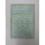 1886/1887 Everton v Glasgow Rangers, a programme/card from the game played on 30/10/1886