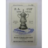 FA Cup Semi-Final, Wolverhampton Wanderers v Man Utd, 1948/49 a programme from the game played at