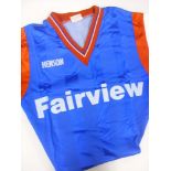 1986/1987 Peterborough United, a match worn players AWAY shirt, Hensons logo on shirt, Fairview Spon