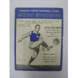 1937/38 Ipswich v QPR, a programme from the Ipswich Hospital Cup Game played on 09/05/1938, rusty