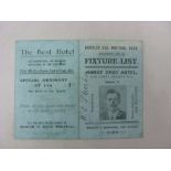 Brierley Hill FC, 1911/12, a fixture list card, also includes Stourbridge