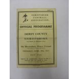 1936/37 Shropshire FA v Derby Co, a rare programme for the game played at Shrewsbury on 29/04/