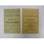Brentford, 2 Home Football Programmes From The War Time, 21/10/1944 Queens Park Rangers (Team
