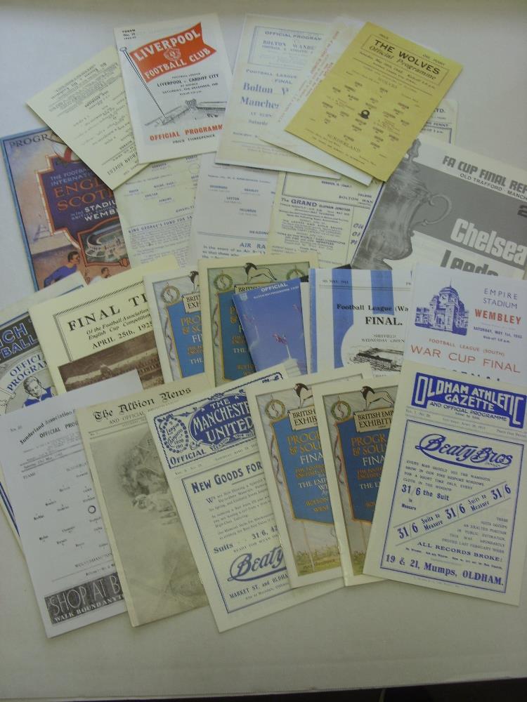 A collection of 25 Reprinted football programmes, including pre-war cup programmes, league etc.