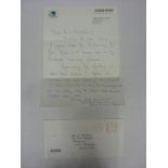 Arsenal, Bob Wilson, a private letter from Bob Wilson in postal envelope, dated 03/06/1992, on BBC