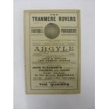 1913/14 Tranmere Rovers Reserves v Ellesmere Port, a programme from the game played on 22/11/1914,