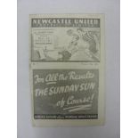 1938/39 Newcastle Utd v Tranmere, a programme from the game played on 15/10/1938, sl fold, sl rs