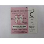 1966 World Cup, a ticket from the game played at Middlesbrough on 19/07/1966, in very good