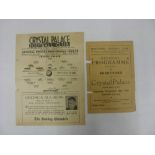 1944/1945 Crystal Palace V Brentford, 2 Football Programmes, From The Football League South, At