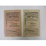 Sheffield Utd Res v Chesterfield (1st Team), a pair of ex-bound football programmes, 09/03/1912,