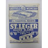 1938/39 Sheffield Wednesday v Tranmere Rovers, a programme from the game played on 10/09/1938