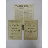 1945/1946 Brentford V Charlton Athletic, 3 Football Programmes From The Clubs Home & Away Meetings