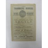 1913/14 Tranmere Rovers v Hurst, a programme from the game played on 15/11/1913, ex bound volume