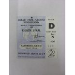 World Cup 1966, a ticket from the game played at Roker Park, Sunderland on 16/07/66 Soviet Union v