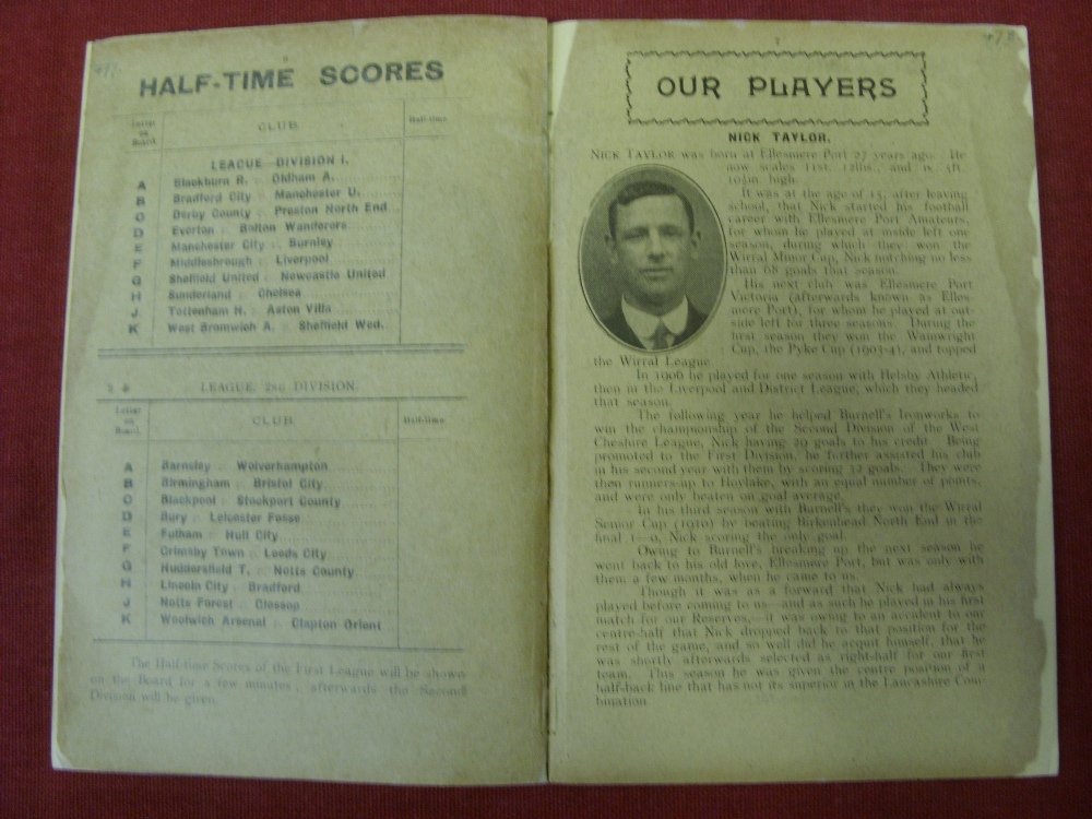 1913/14 Tranmere Rovers v Birmingham, a programme from the Friendly game played on 18/0-4/1914, ex - Image 7 of 11