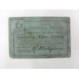 1889/1890 Everton v Notts County, a very rare ticket from the game played on 01/05/1890 (sl mkd)