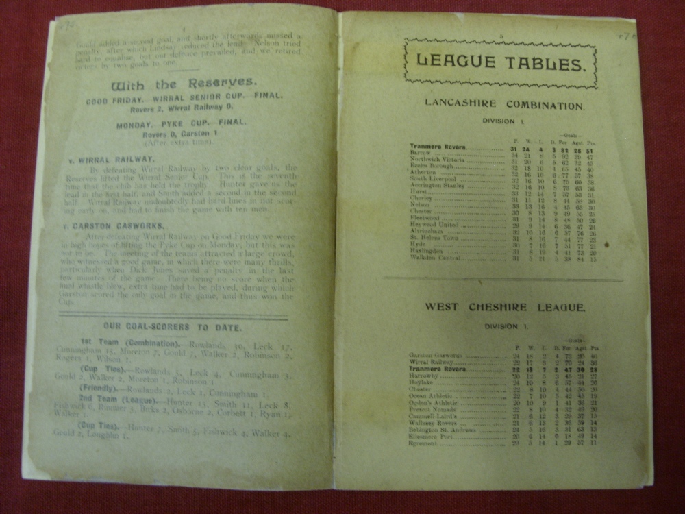 1913/14 Tranmere Rovers v Birmingham, a programme from the Friendly game played on 18/0-4/1914, ex - Image 6 of 11