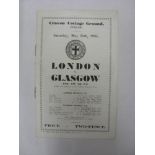 1934/35 London Schools v Glasgow Boys, a programme from the game played at Fulham on 11/05/1935