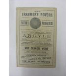 1913/14 Tranmere Rovers v Walkden, a programme from the game played on 13/12/1913, ex bound volume